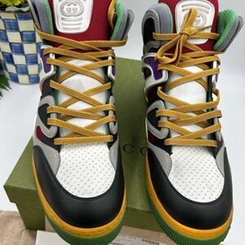 Men’s Gucci, leather high top basket sneakers size 14.5 made in Italy