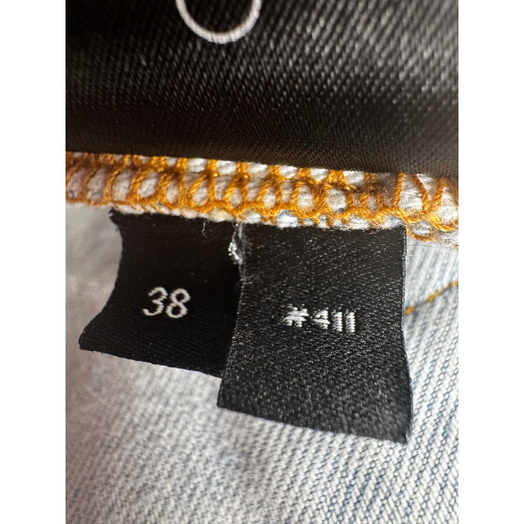 Men's Amiri MX1 Light Indigo Wash Vintage Tee Animation Patch Jeans Size 38