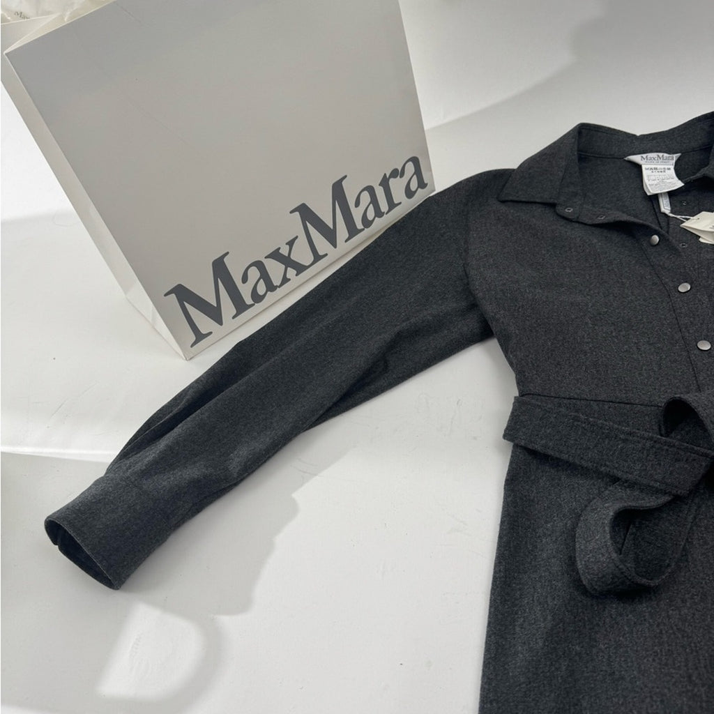 MaxMara Charcoal Wool Blend Fabric