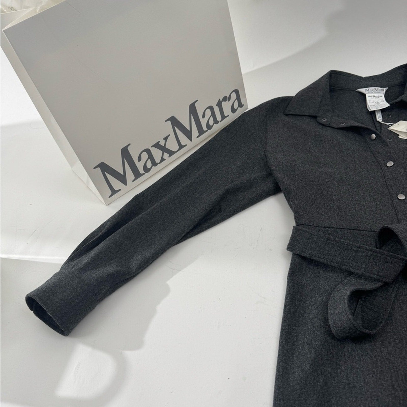 MaxMara Charcoal Wool Blend Fabric