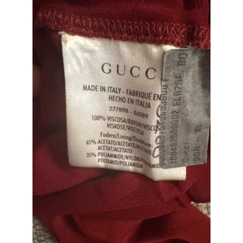 Gucci NWOT Red Gathered Dress Size XL Fits US 8/10 Made in Italy