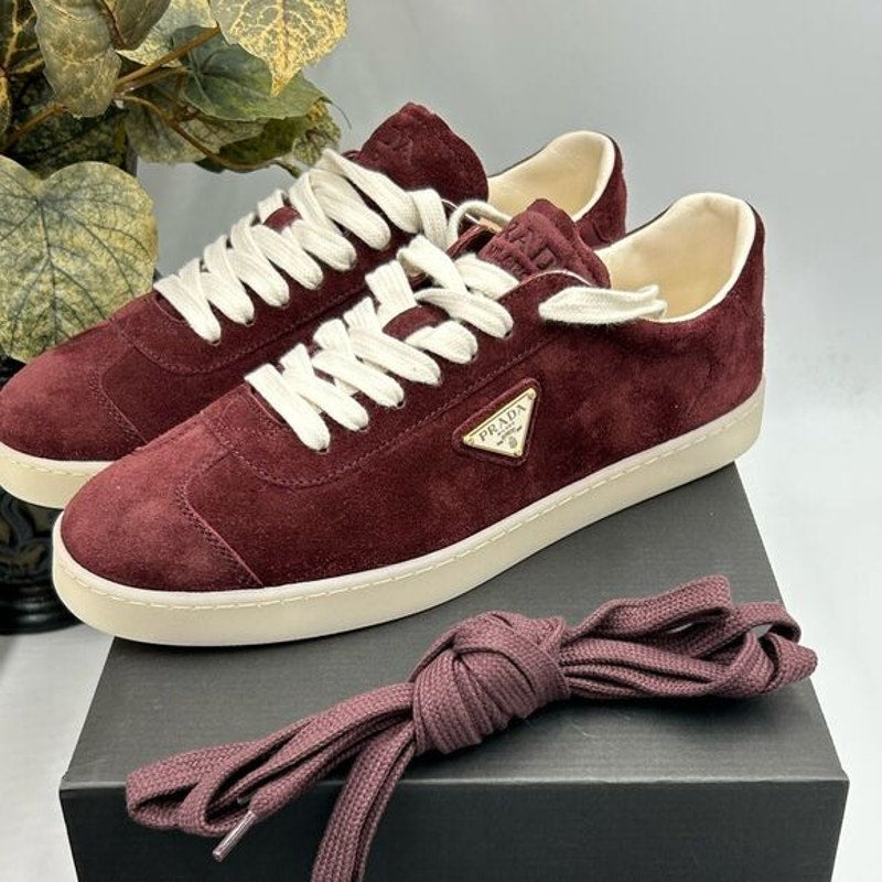 Men's Prada triangle logo suede sneakers size 8.5 US made in Italy