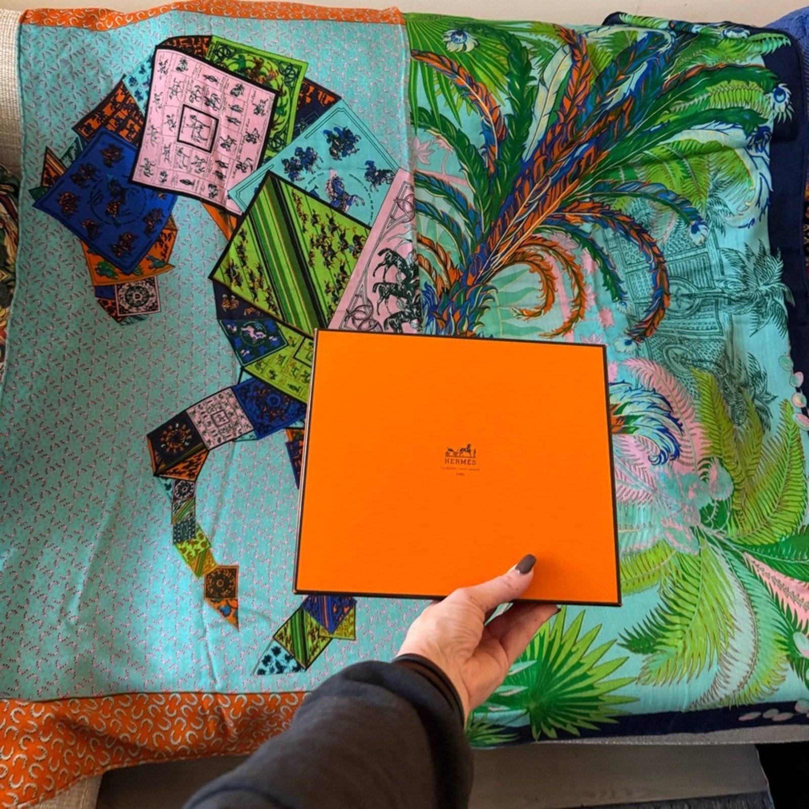 Hermès cashmere, equestrian/jungle themed scarf. Indescribably beautiful piece