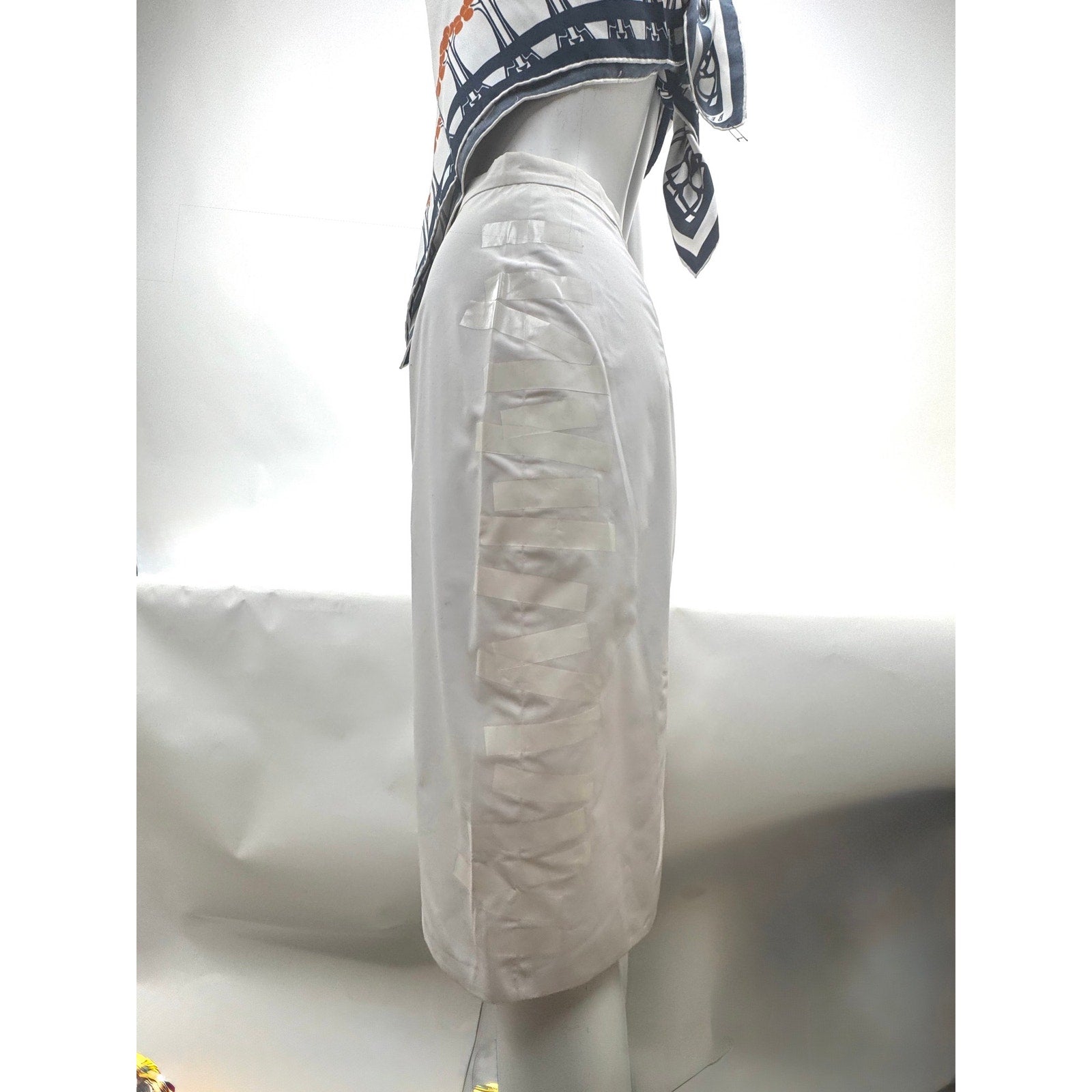 Christopher Kane White Satin Ribbon Appliqué Pencil Skirt EU 38 US 6