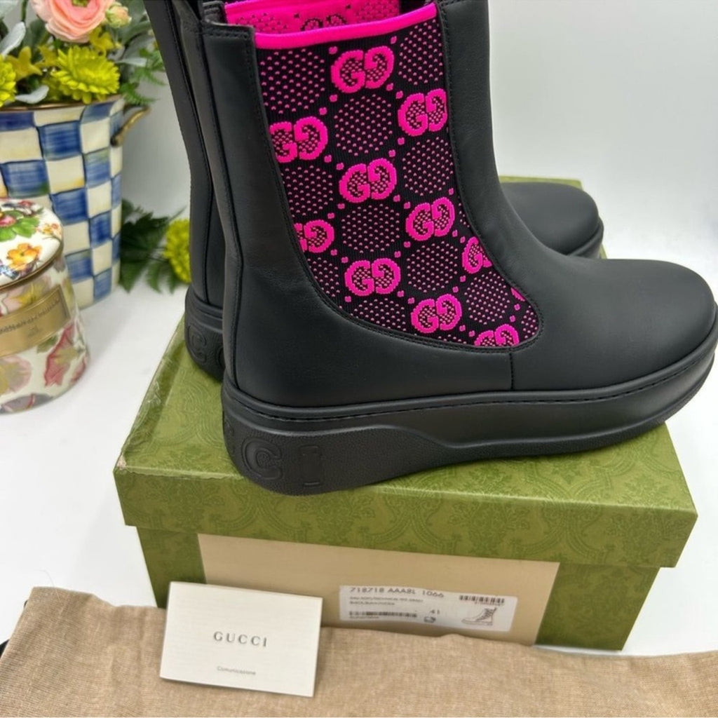 Women's Gucci GG motif Leather, Chelsea boots size 41 made in Italy