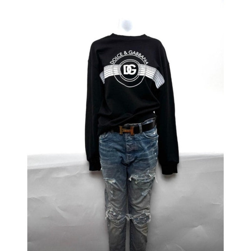 Men's Dolce & Gabbana IT 38/ Fits Like A Large Black "DG" Logo Print Sweatshirt