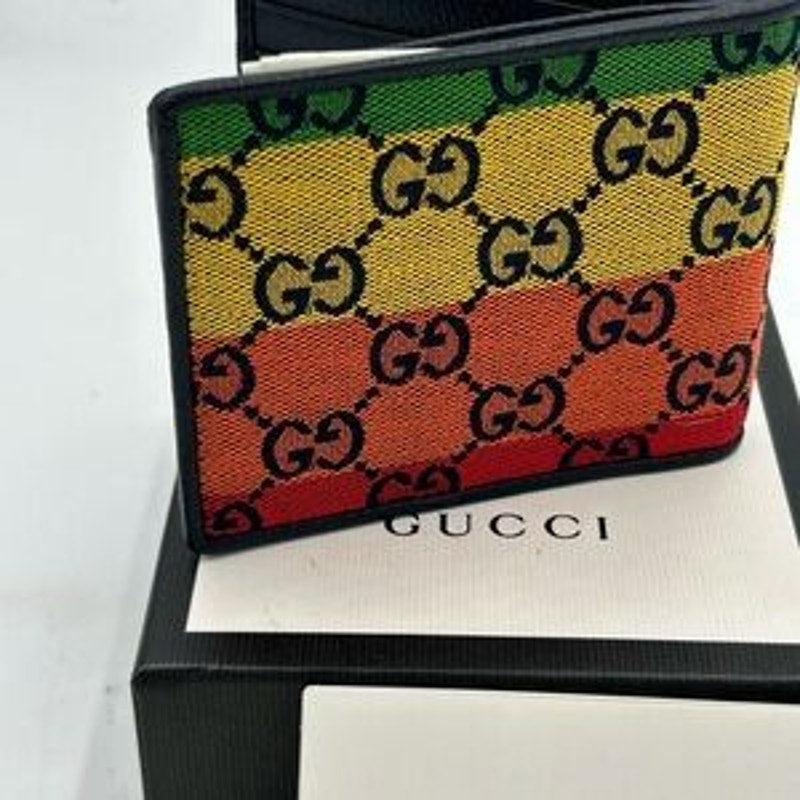 Gucci multicolor canvas/leather bifold wallet, made in Italy