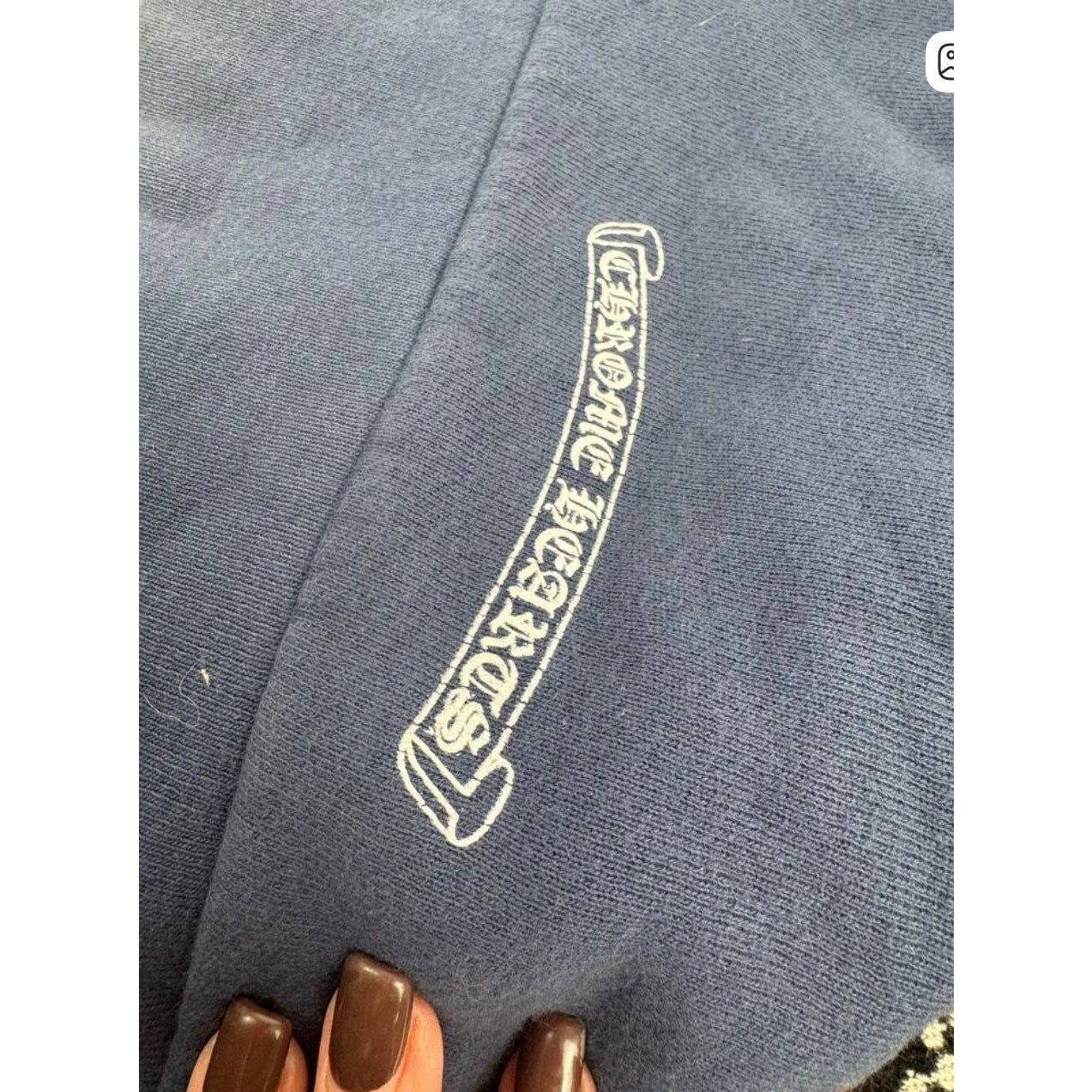 Men's Chrome Hearts Blue Embroidered Zip Front Hoodie Size XXL