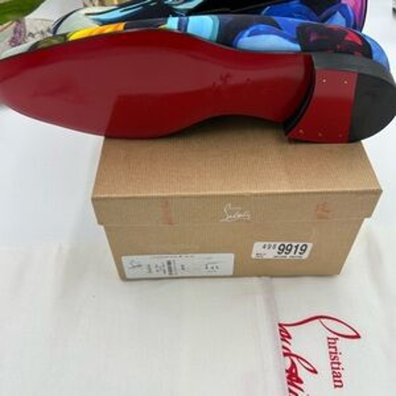 Men's Christian Louboutin, dandy chick roses, satin loafers size 43 made Italy