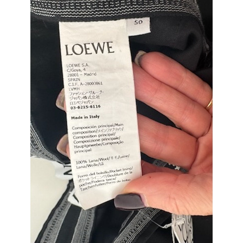 Men's Loewe NWT Black Piped-Trim Wool Track Pants Size 50