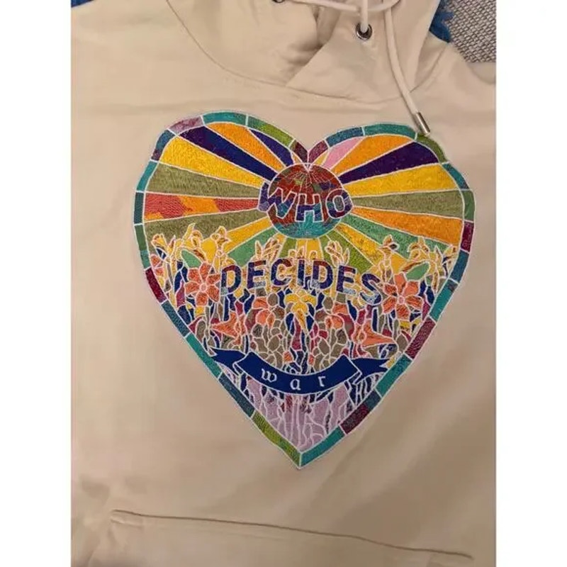 Men's Who Decides War by EV Bravado Embroidered Printed Oversized Hoodie Size L