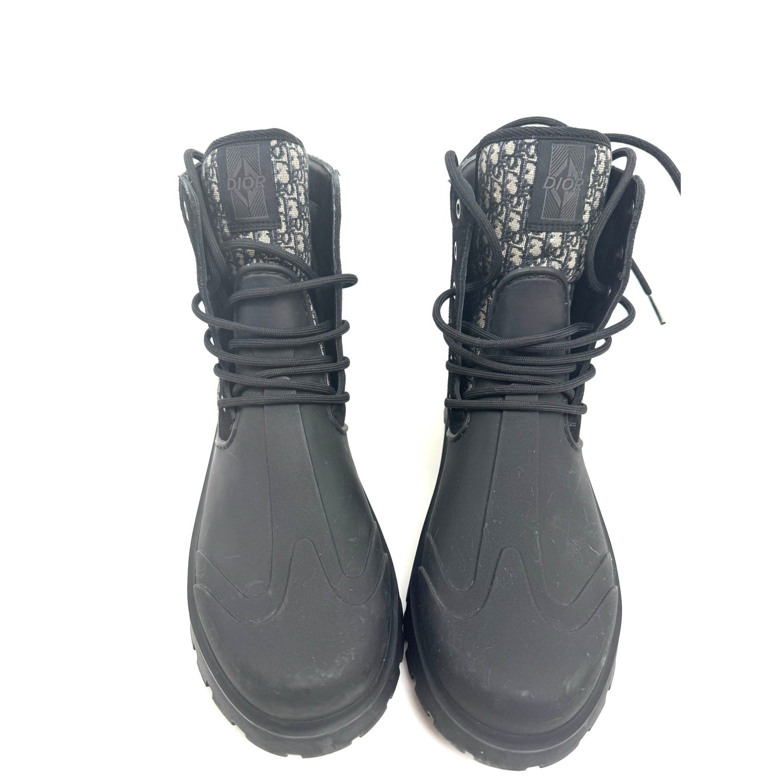 Men's Dior Garden Oblique Black/Beige Lace Up Combat Boots Size 41
