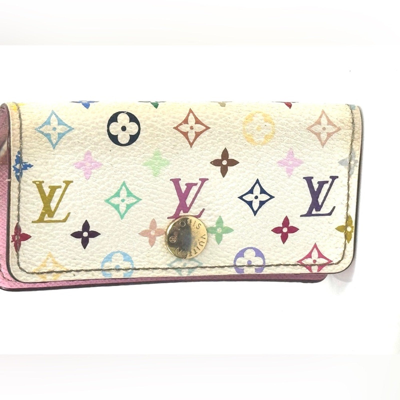 Women’s Louis Vuitton x Murakami monogram snap closure key holder, pink interior