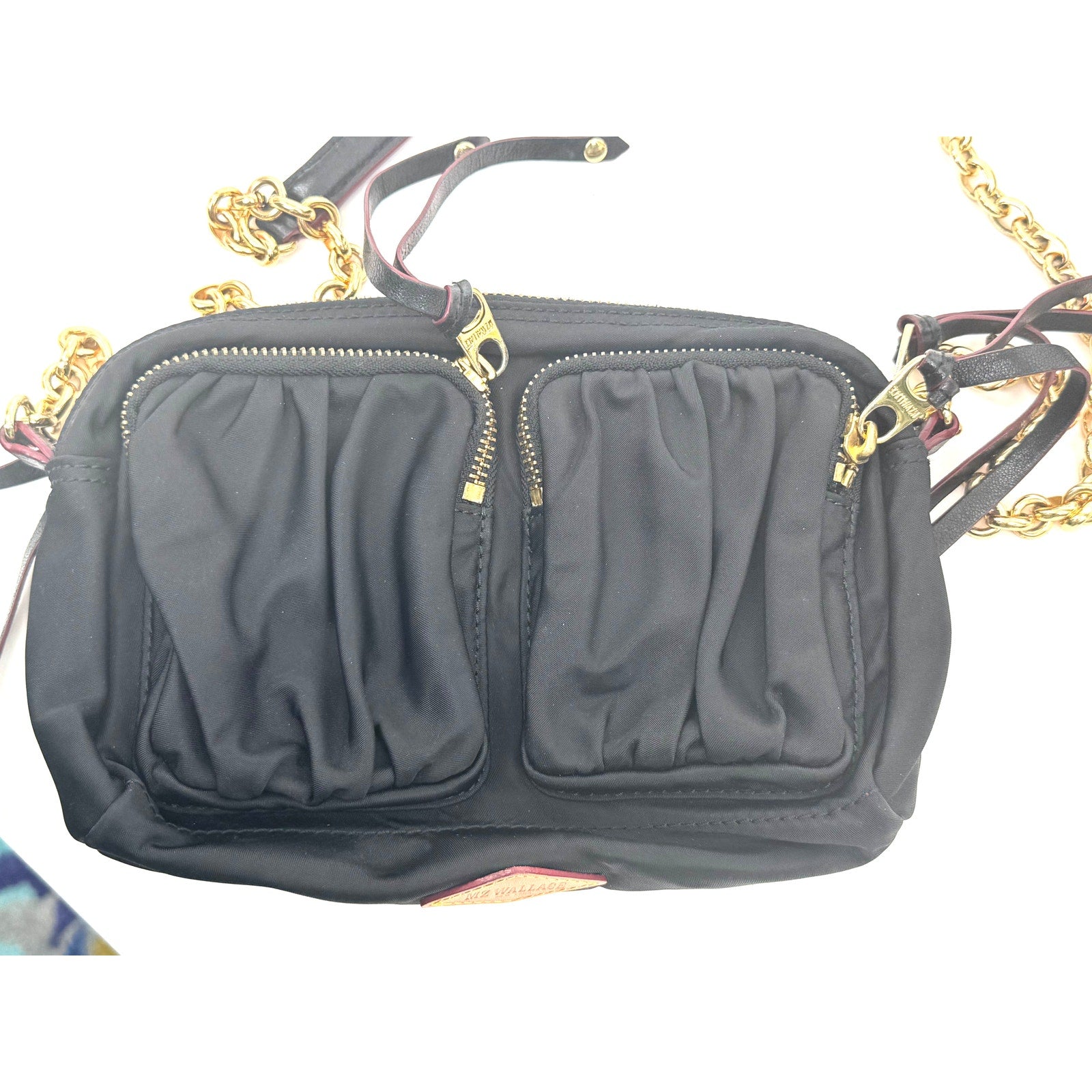 Women's MZ Wallace Black Nylon Bedford Crossbody Bag with Chain Link Strap