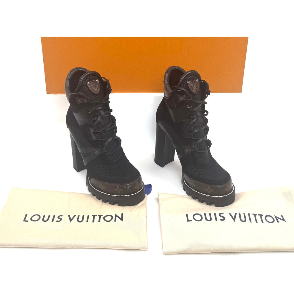 Louis Vuitton Laureate Black Platform High Heel Ankle Boots EU 40 US 9.5