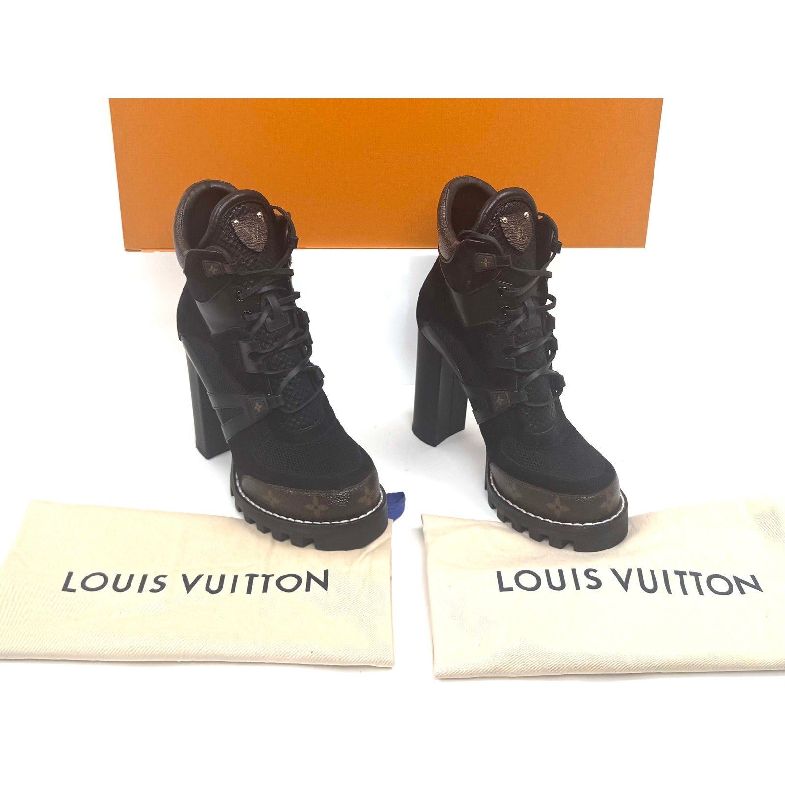 Louis Vuitton Laureate Black Platform High Heel Ankle Boots EU 40 US 9.5