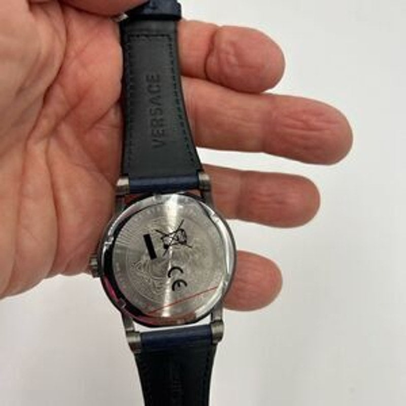 Men’s Versace Palazzo Empire blue/gray quartz 43 mm watch