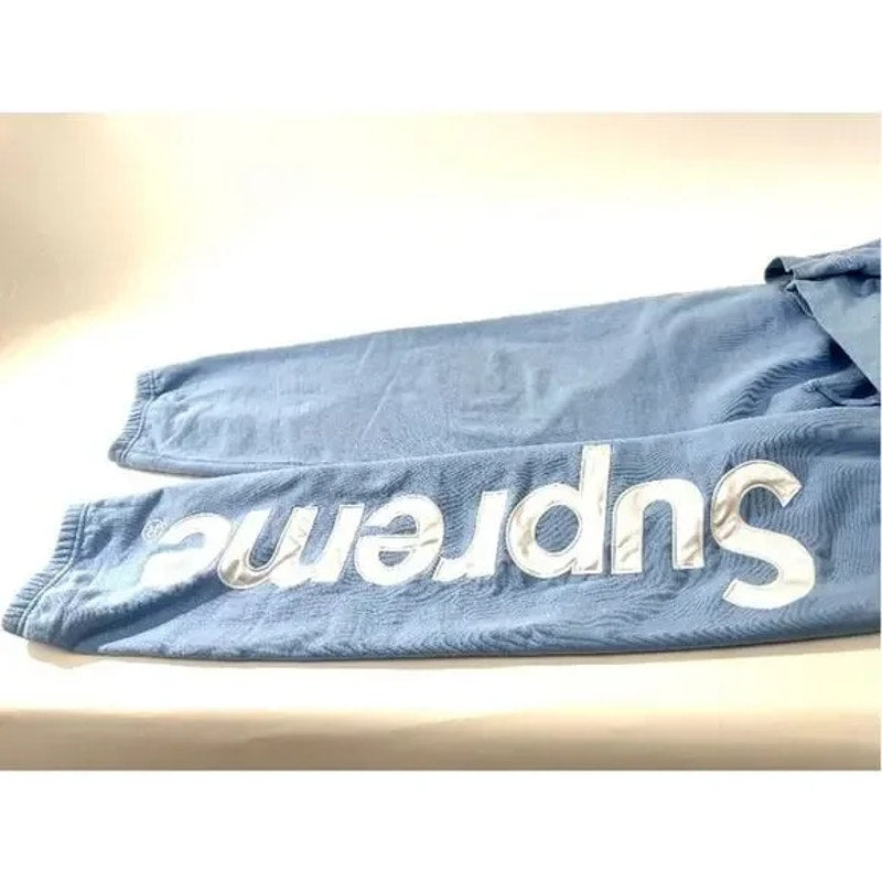 Men's Supreme Baby Blue Satin Appliqué Sweatpants and Hoodie Sweatshirt Size L