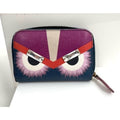 Fendi monster compact wallet, Zeid around blue fuchsia white with crystal eyes