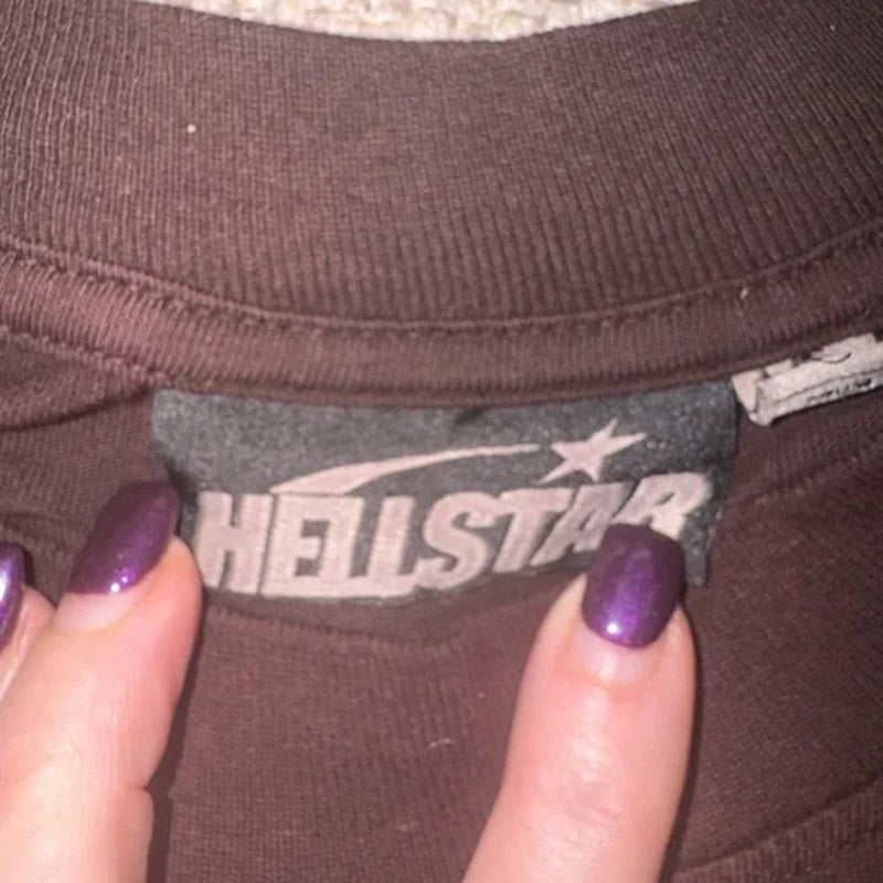 Hellstar Size Large NWOT’s maroon and white graphic T ..oversized heavyweight