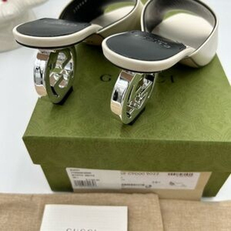 Women's Gucci interlocking G leather sandals size 38.5 made in Italy