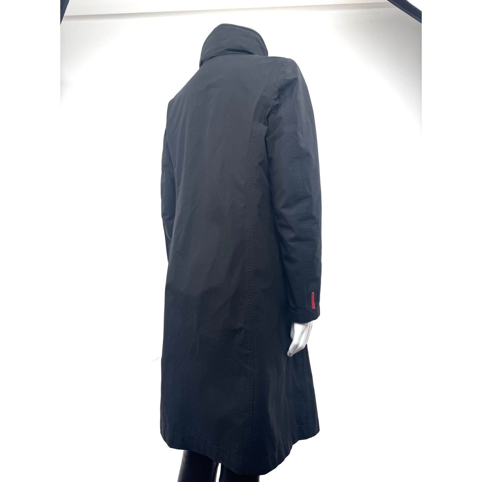 Prada Women’s Black Full Zip Stand Collar Jacket Long Coat – Size 42