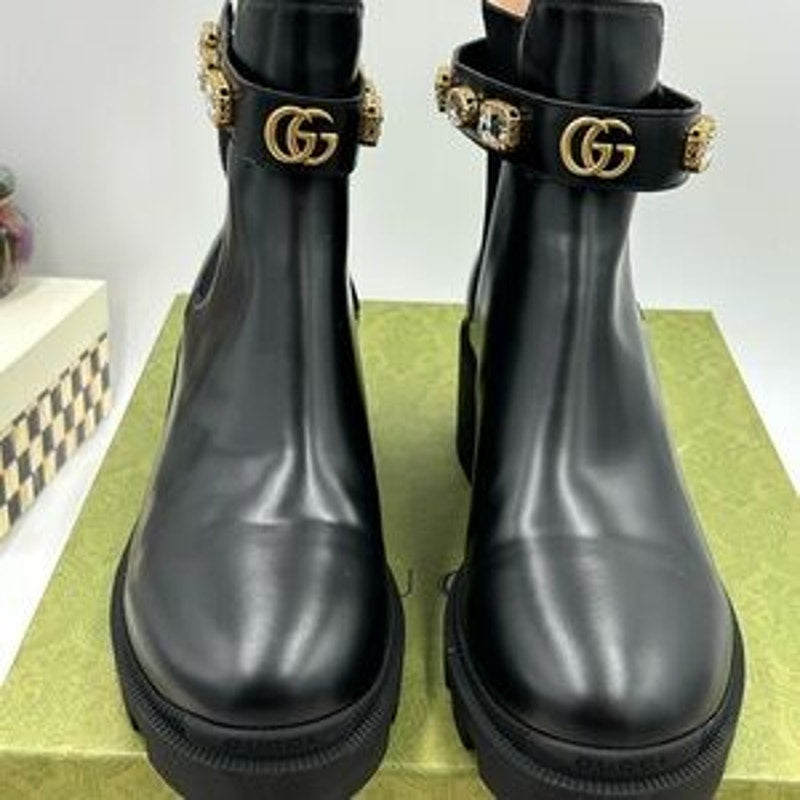 Women's Gucci, Block heel trip embellished Chelsea boots size 42 made in Italy