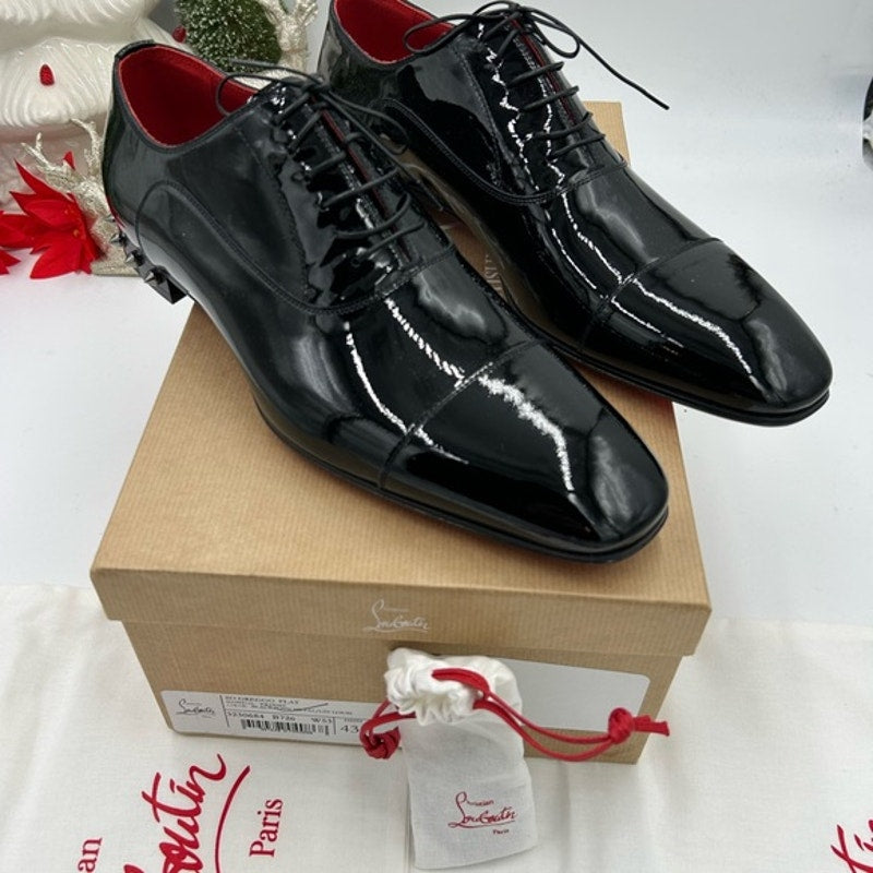 Christian Louboutin men's so greggo Black Patent Leather spike heel Oxford 43.5