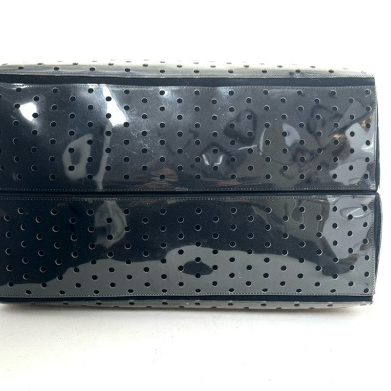 Chanel ENORMOUS tote, black + white fabric w/perforated pvc layer over material