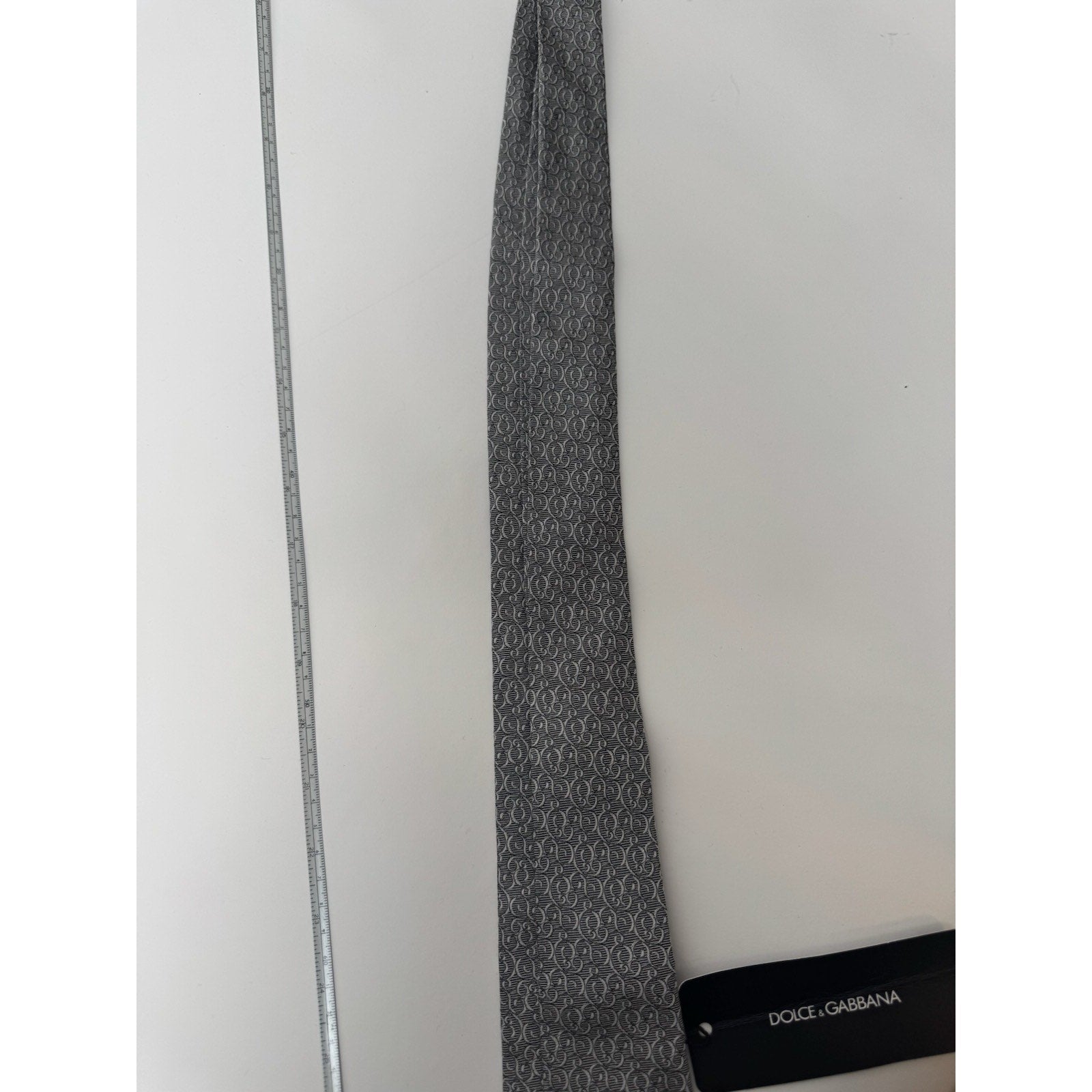 Dolce & Gabbana NWT Men’s Silver Patterned Silk Tie Made in Italy