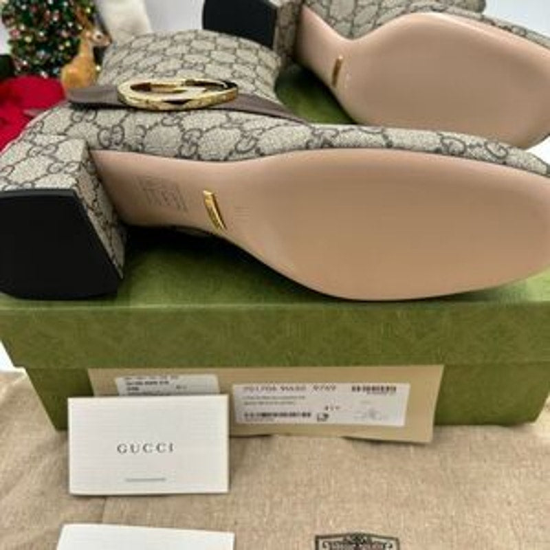 Women’s Gucci, Blondie GG Supreme, leather ankle boots size 41.5 made in Italy