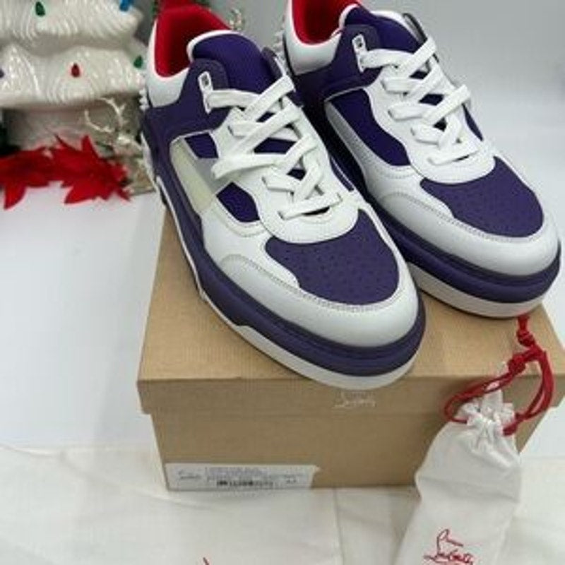 Christian Louboutin ASTROLOUBI low top purple and white leather sneakers size 42