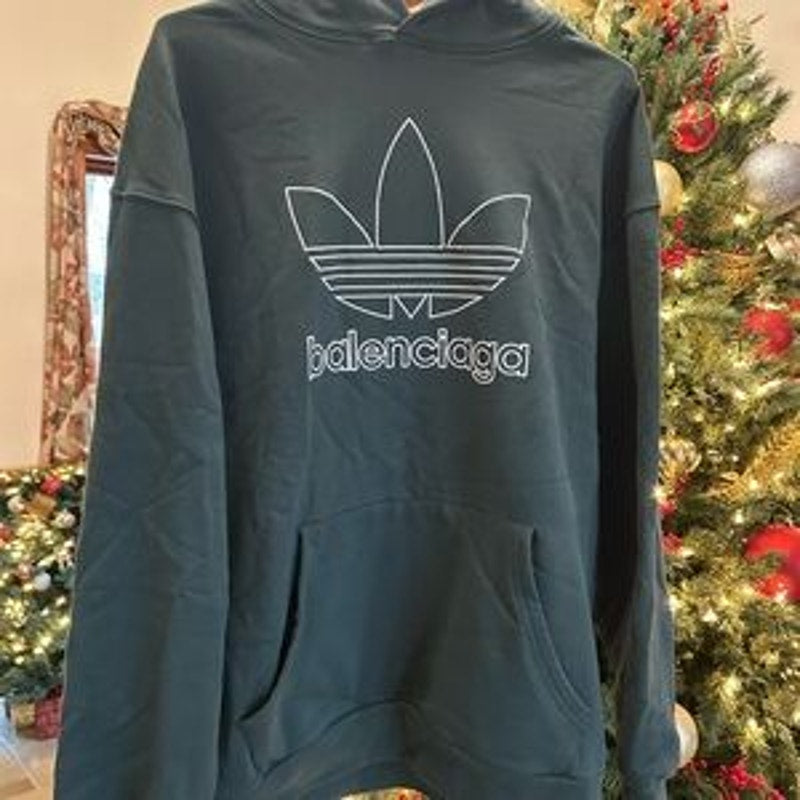 Men's Balenciaga X Adidas, large fit cotton hoodie size large