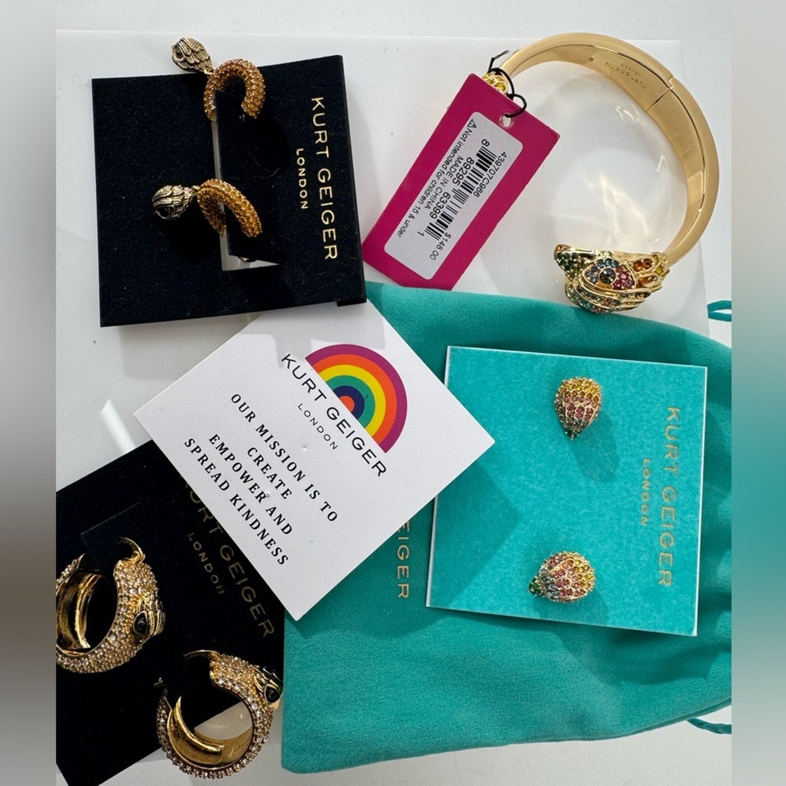 Kurt Geiger, yellow crystal and crusted drop earrings with posts new with tags