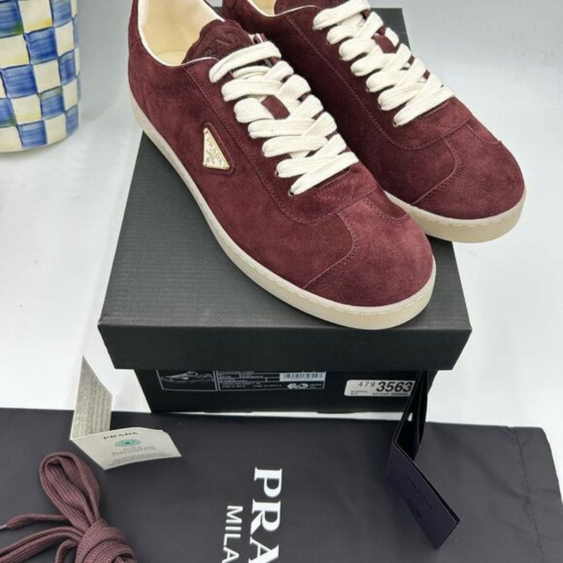 Men's Prada triangle logo suede sneakers size 9 US made in Italy