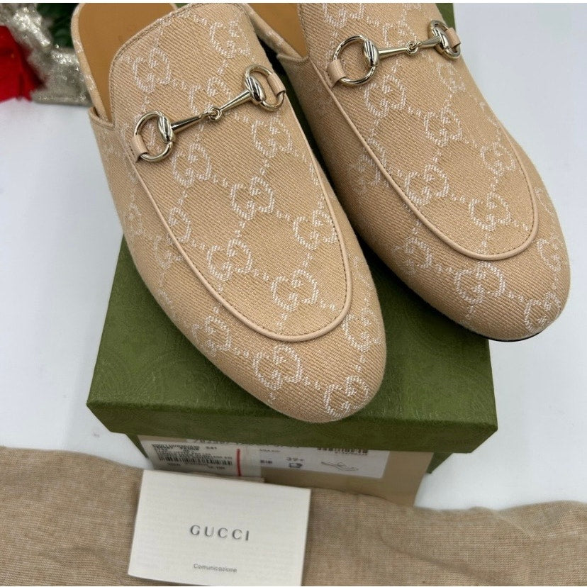 Women's Gucci GG canvas Princetown loafers size 39.5 made in Italy