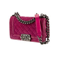 Chanel Pink Crushed Velvet Quilted Small Boy Bag