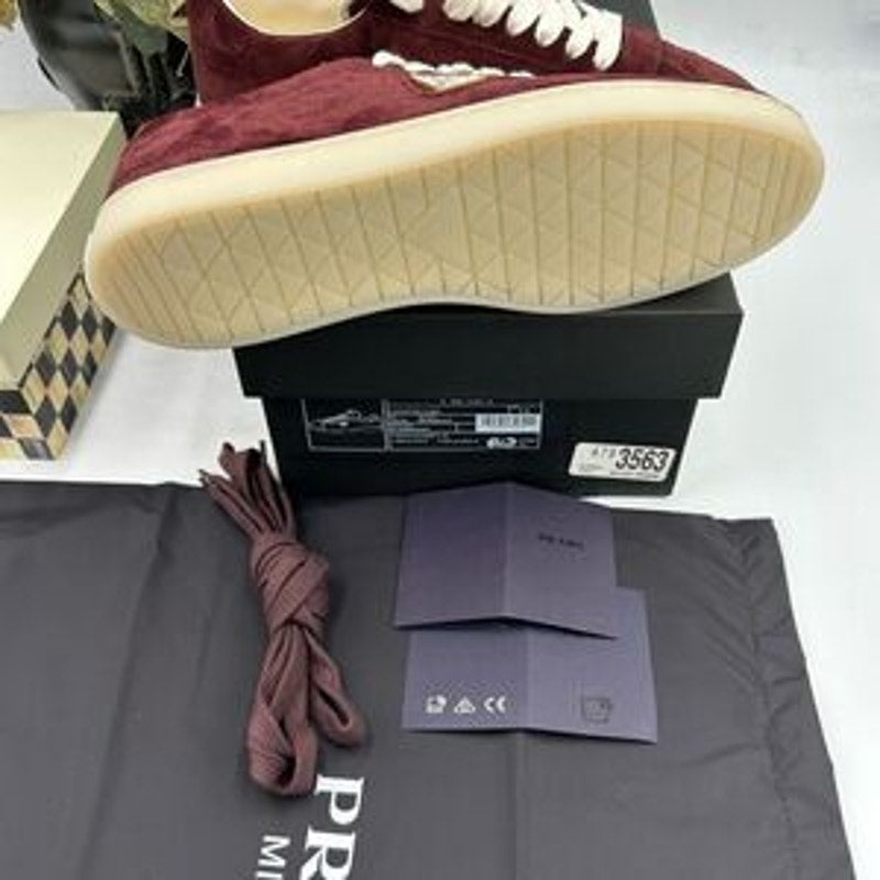 Men's Prada triangle logo suede sneakers size 8.5 US made in Italy