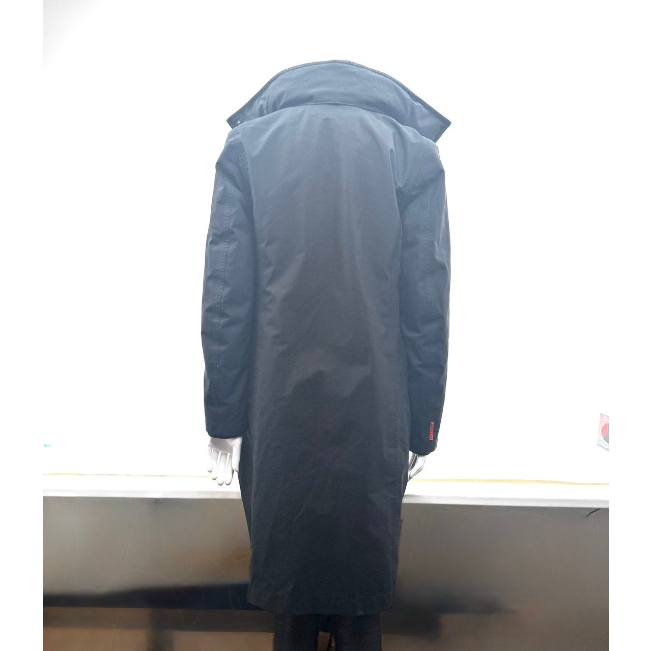 Prada Women’s Black Full Zip Stand Collar Jacket Long Coat – Size 42