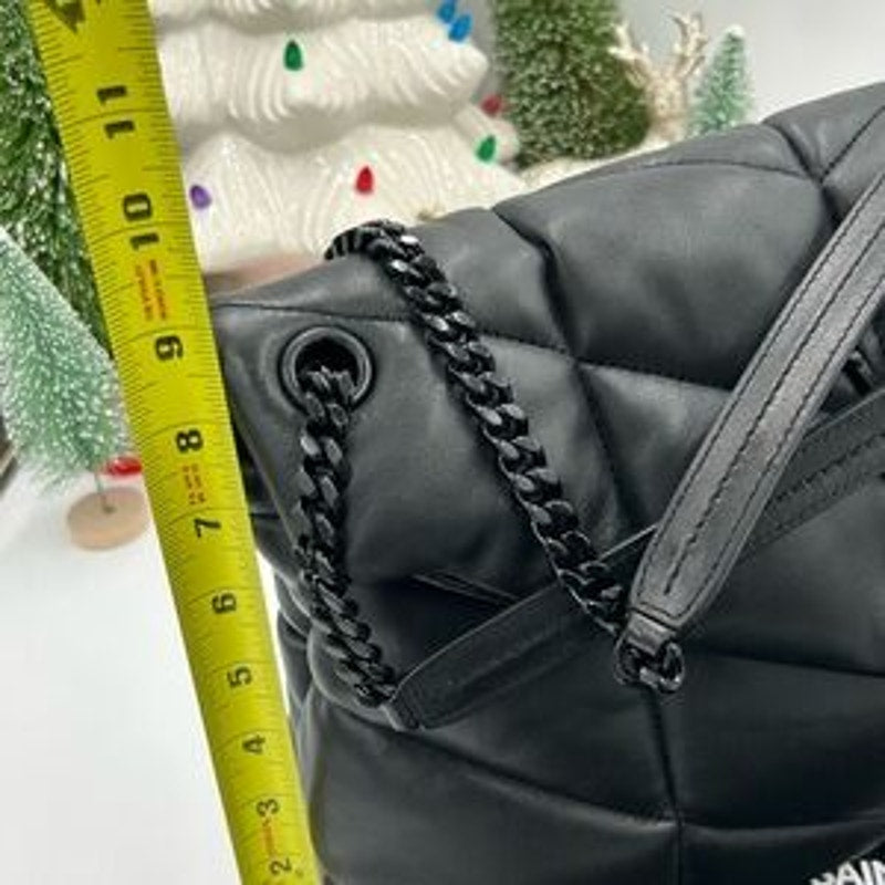 Saint Laurent YSl Black Lou Lou medium Puffer Shoulder Bag made in Italy