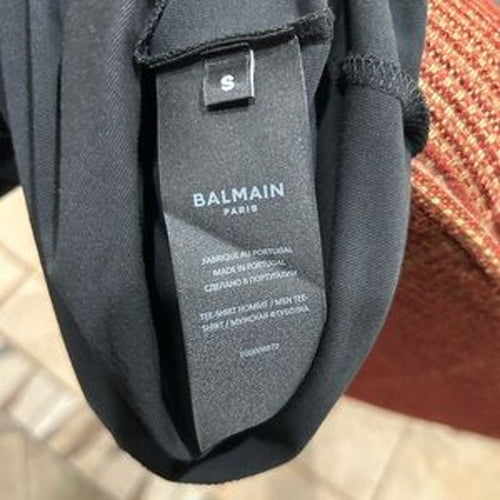 Balmain Paris Black cotton logo T-Shirt for Men size small made in Italy