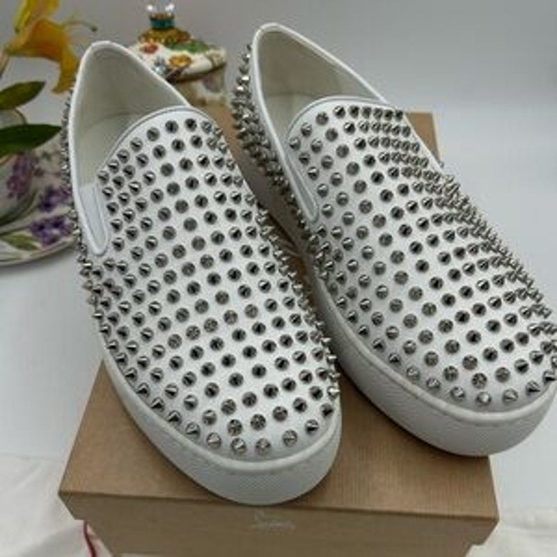 Men's Christian Louboutin roller boat spiked sneakers size 45 made in Italy