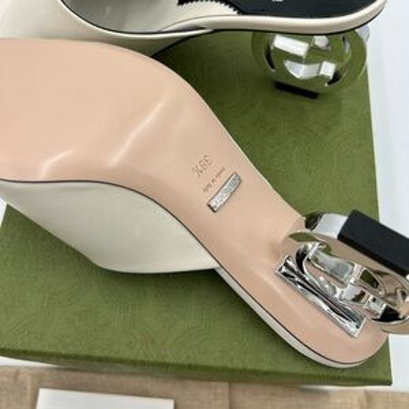 Women's Gucci interlocking G leather sandals size 38.5 made in Italy