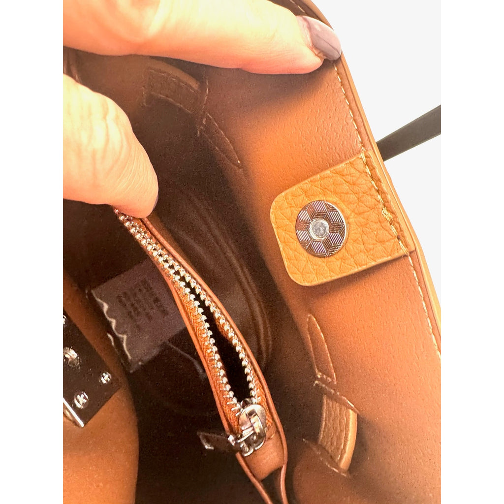 Brown Leather 3-Way Multi-Functional Bag - Crossbody, Tote & Shoulder with Charm