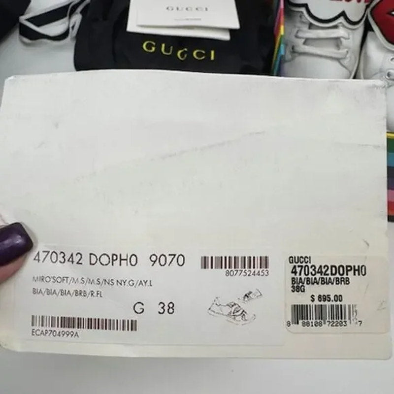 VNDS OG Women's Gucci White Leather Blind For Love Ace Sneakers Size 39