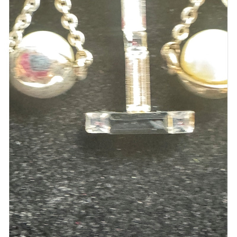 Christian Dior Silver Scale of Justice Charm Necklace with Pearls & Crystals