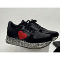 Women's Love Moschino Heart Patch Platform Sneakers Black Red Size 8 EU 38