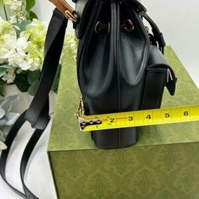 Gucci leather bamboo backpack made in Italy NWT