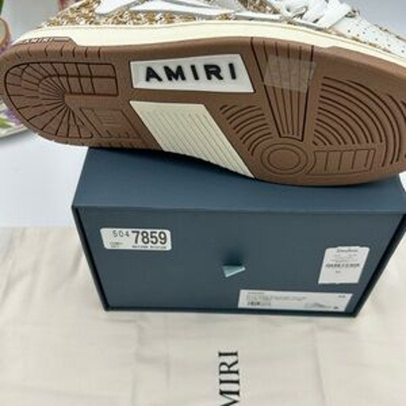 Men's AMIRI BOUCLE SKEL low top leather trimmed sneakers size 44