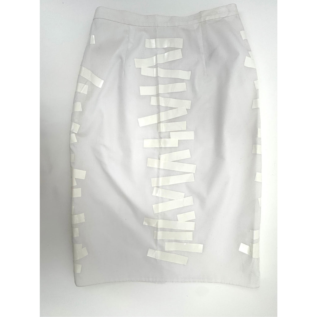 Christopher Kane White Satin Ribbon Appliqué Pencil Skirt EU 38 US 6